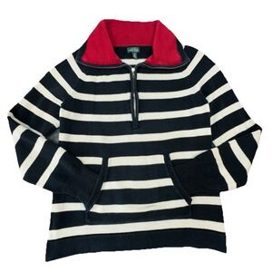 Lauren Jeans Co Ralph Lauren Striped Quarter Zip Sweater Women's L Vintage